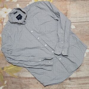 American Eagle Men's Gray Polka Dot Shirt